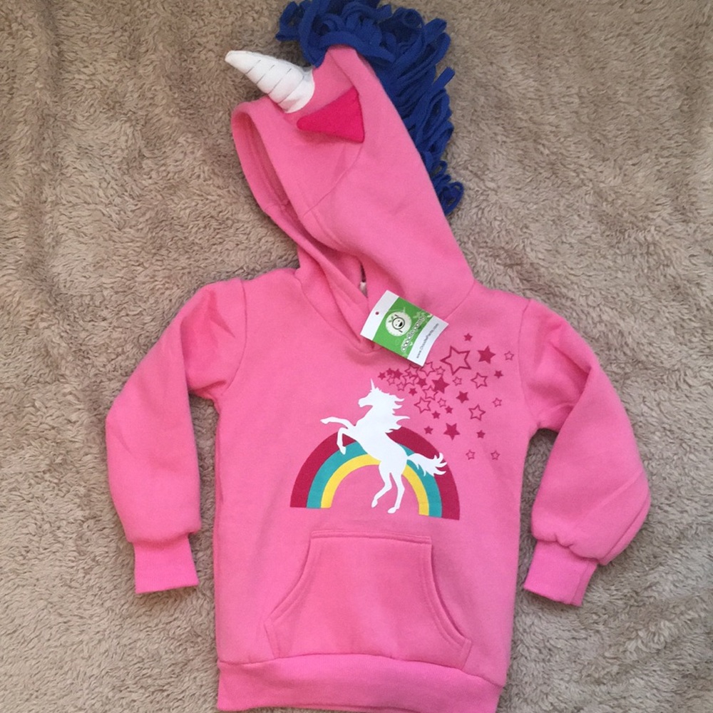NWT doodle pants Rainbow 3D Unicorn Hoodie pink 4T